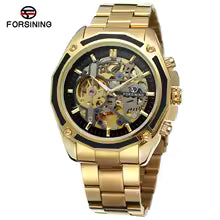 FORSINING Men Watch Stainless Steel Military Sport Wristwatch Skeleton Automatic Mechanical Male Clock relogio masculino 0609