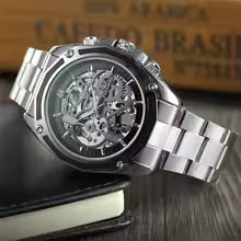FORSINING Men Watch Stainless Steel Military Sport Wristwatch Skeleton Automatic Mechanical Male Clock relogio masculino 0609