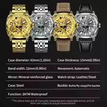 Glenaw Skull Series Top Brand Luxury Men's Watch Fashion Personality Fully Automatic Mechanical Popular Waterproof Watch