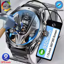 2025 New 1000mAh Large Battery GPS Outdoor Sports Smart Watch Men Compass BT Call Health Monitoring 10ATM Waterproof Smartwatch