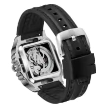 2025Luxury Brands FORSINING Square Steel Skeleton Mechanical Man Watch Automatic Movement Clockwork Sport Waterproof Rubber Male