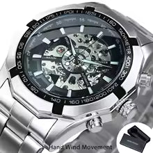 WINNER Fashion Skeleton Watch for Men Luminous Hand Classsic Mechanical Watches Stainless Steel Band Luxury Forsining Wristwatch