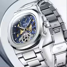 MARK FAIRWHALE Mechanical Watches for Man Moon Phase Tourbillon Stainless Steel Waterproof Automatic Movement Luxury Men Watch