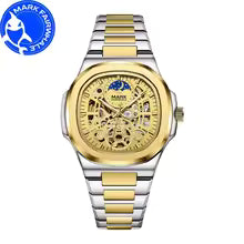 MARK FAIRWHALE Mechanical Watches for Man Moon Phase Tourbillon Stainless Steel Waterproof Automatic Movement Luxury Men Watch