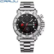CRRJU Watch for Men Top Brand Luxury Big Dial Stainless Steel Waterproof Chronograph Wristwatches with Date Relogio Masculino