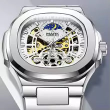 MARK FAIRWHALE Mechanical Watches for Man Moon Phase Tourbillon Stainless Steel Waterproof Automatic Movement Luxury Men Watch